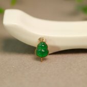 特价 可编手链 18K金镶嵌冰种满绿天然A货翡翠葫芦吊坠坠角