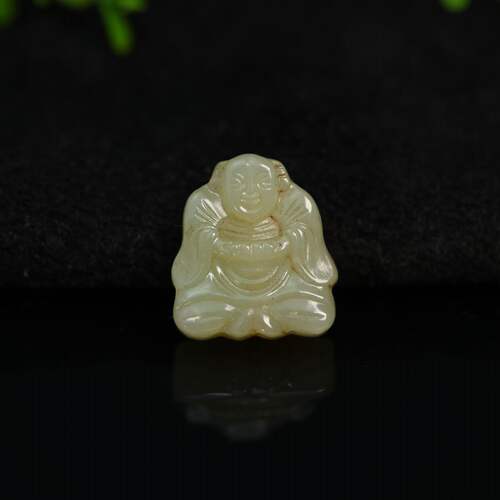 老和田玉青白玉弥勒佛