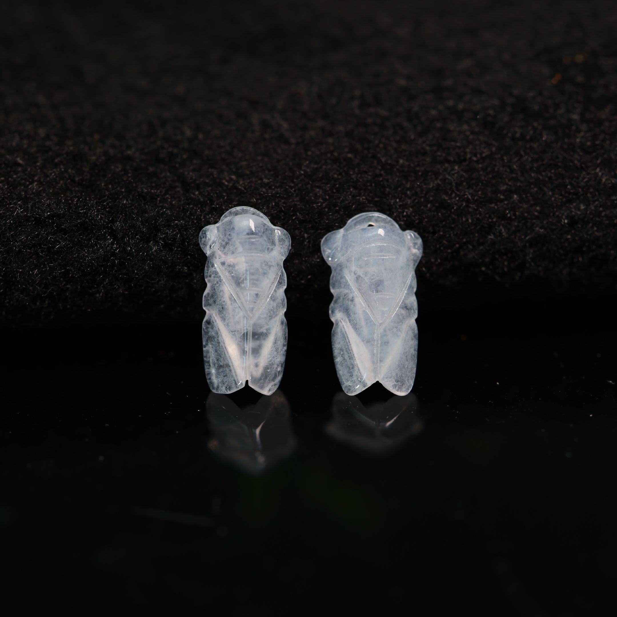 翡翠玉蝉一鸣惊人知了耳坠裸石