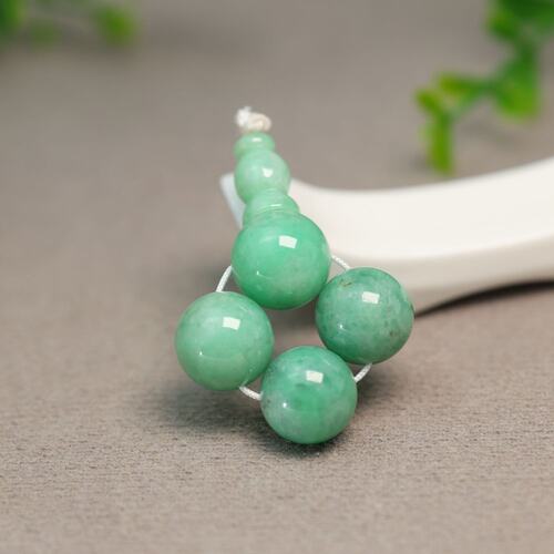 天然A货翡翠素面珠子三通佛头