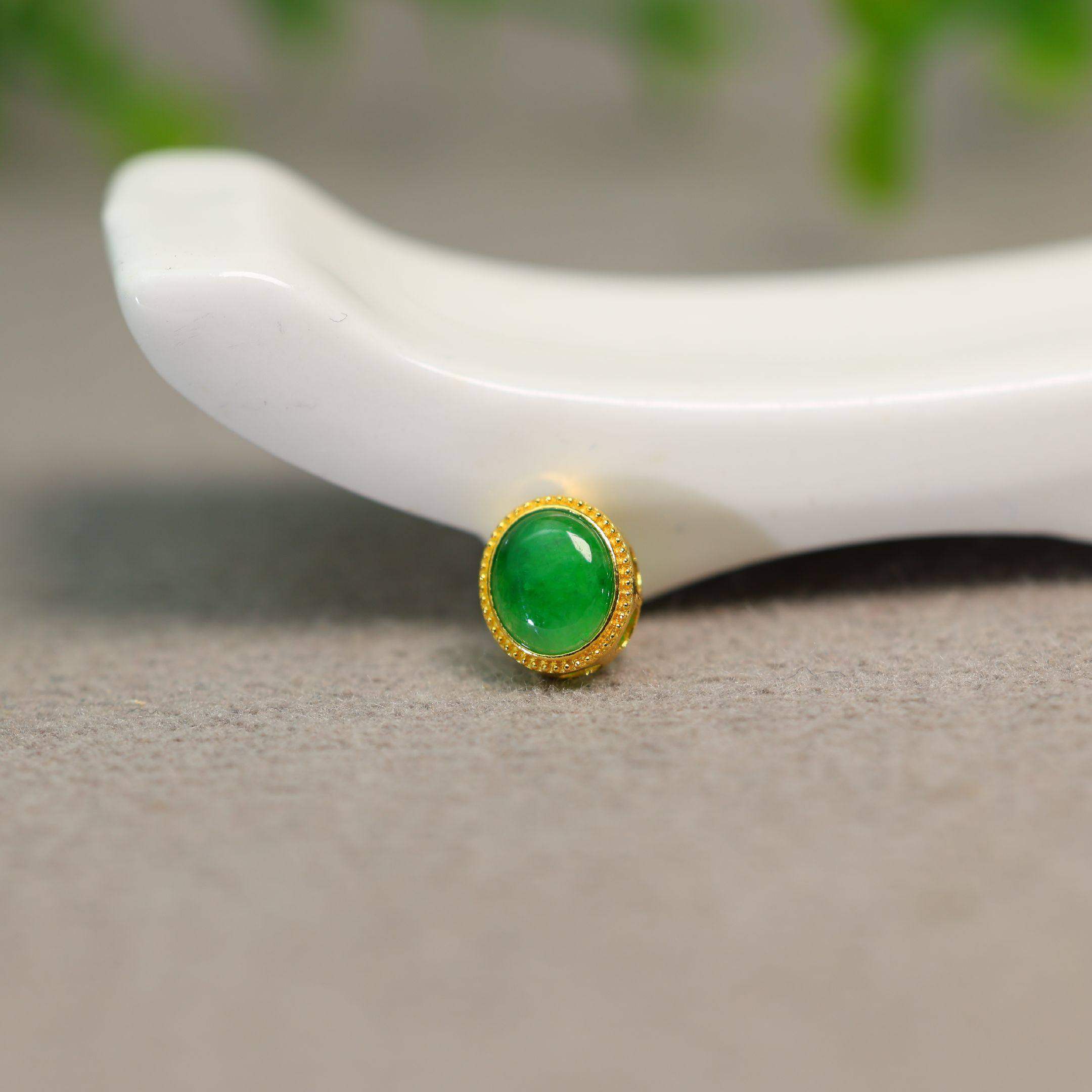 #K822 18K工艺镶嵌冰种满绿缅甸天然A货翡翠蛋面小香盒,珠宝/钻石/翡翠,翡翠裸石/蛋面,淘宝优惠券,粉丝福利购,淘宝优惠卷