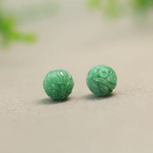 糯底天然A货翡翠雕花珠子