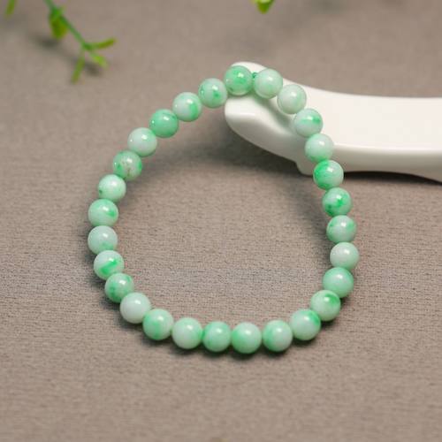 天然A货翡翠素面圆珠子手链