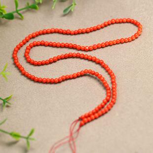特价#D285 一串天然深海红有机红宝小米珠子项链吊坠挂绳