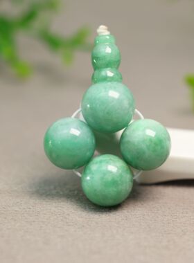 #K411糯底满绿缅甸天然A货翡翠素面珠子三通佛头 18子珠串配件