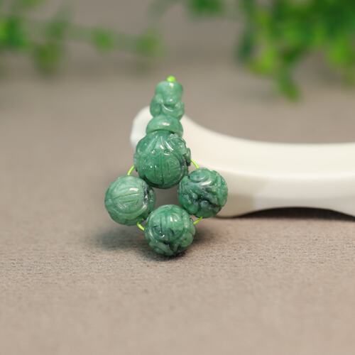 翡翠团寿龙纹雕花珠子三通佛头