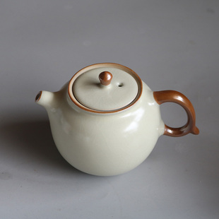 汝窑陶瓷茶壶小号功夫茶具泡茶壶手抓把过滤壶家用单壶复古开片