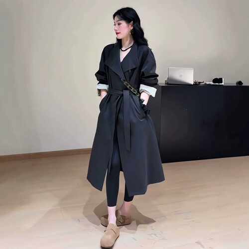 胖mm韩系宽松显瘦流行大衣200斤