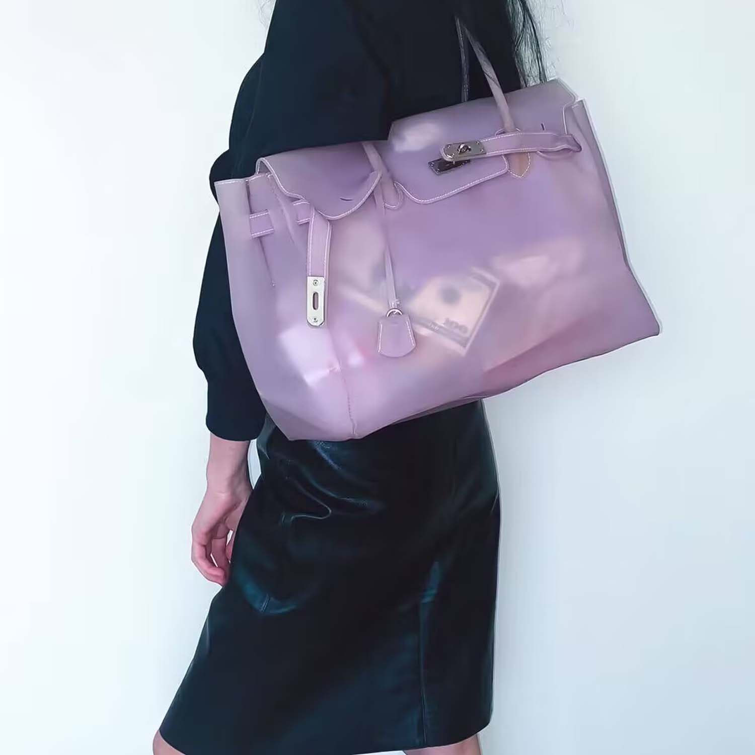 kiikii同款果冻包2026夏季新款通勤托特包时尚透明大容量腋下包女