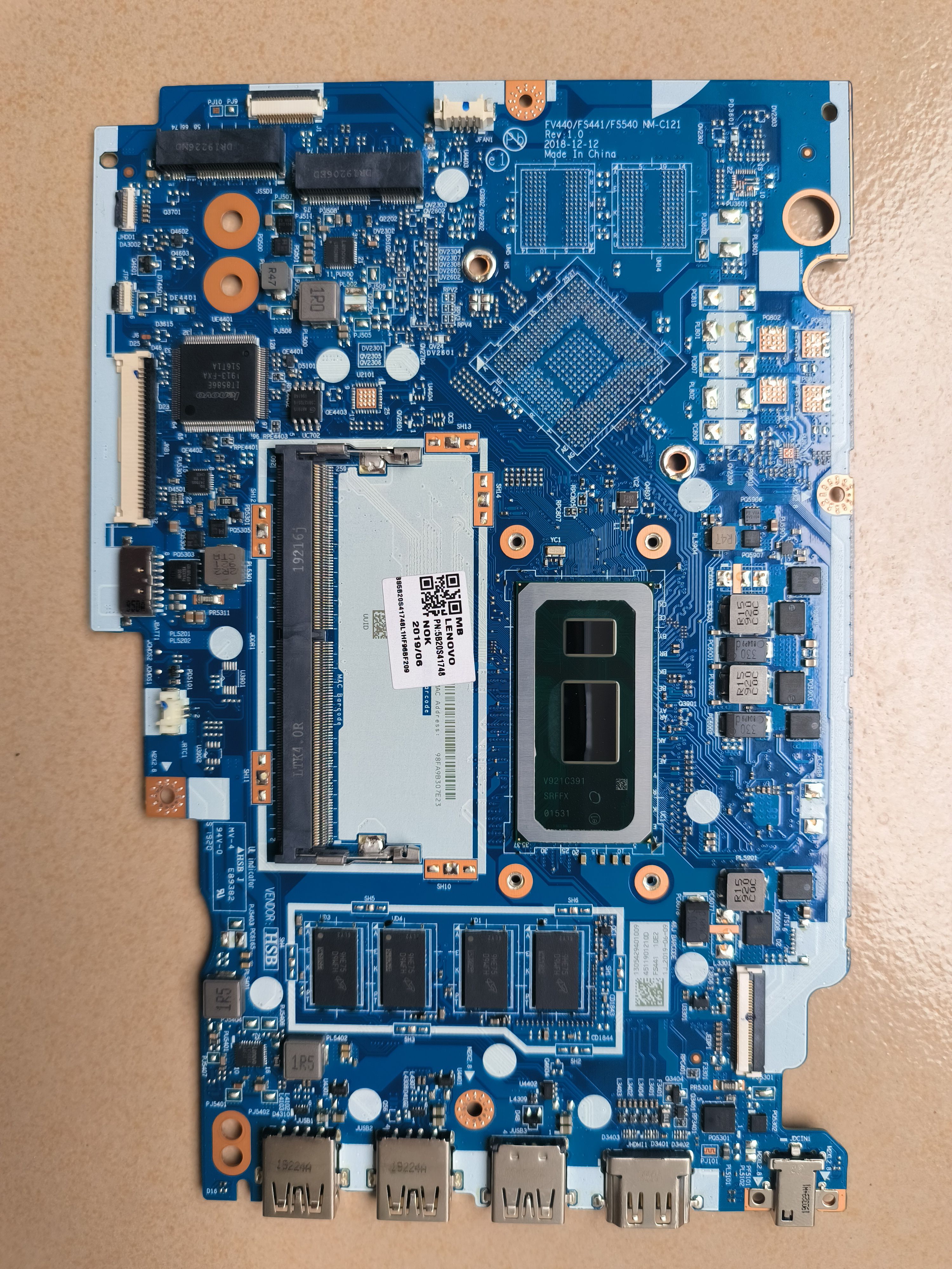 联想/Lenovo V14-IWL S145-14IWL主板 NM-C121 集显 CPU i5内存4G