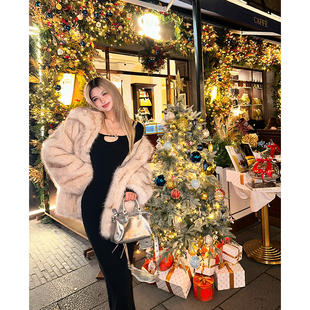 PrettyDragon冬季斯拉夫中长保暖毛毛大衣仿狐狸毛环保皮草外套女