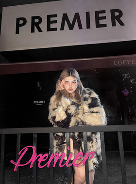 PrettyDragon 冬季加厚托斯卡纳西装奶牛环保皮草重工宽松外套女