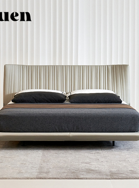 如恩 Shellon贝壳床意式轻奢风格极简皮艺床主卧悬浮双人床 BD202