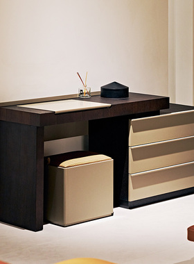 如恩 意式极简伸缩梳妆台现代简约卧室化妆桌带妆镜收纳柜体GX358