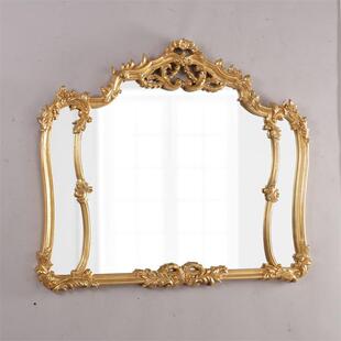 横板 壁炉镜 浴室镜 梳妆镜 化妆镜金色法式复古欧式金箔卫生间镜