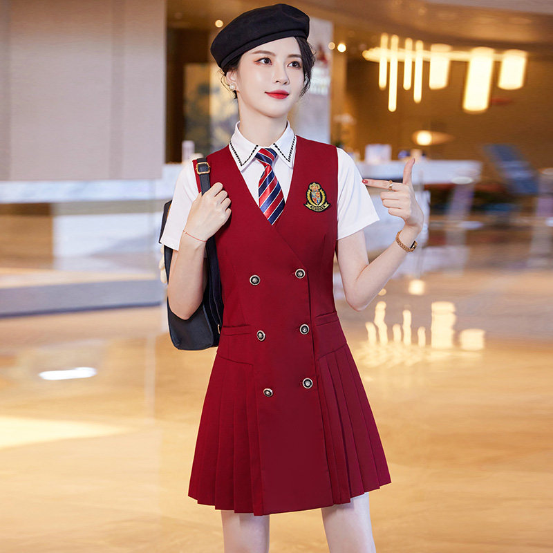 单件/套装夏幼师工作服连衣裙培训机构学院风美容院工作服女制服