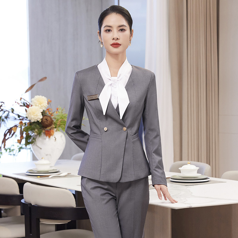 单件/套装职业女长袖西装秋销售美容院酒店前台珠宝店工作服工装