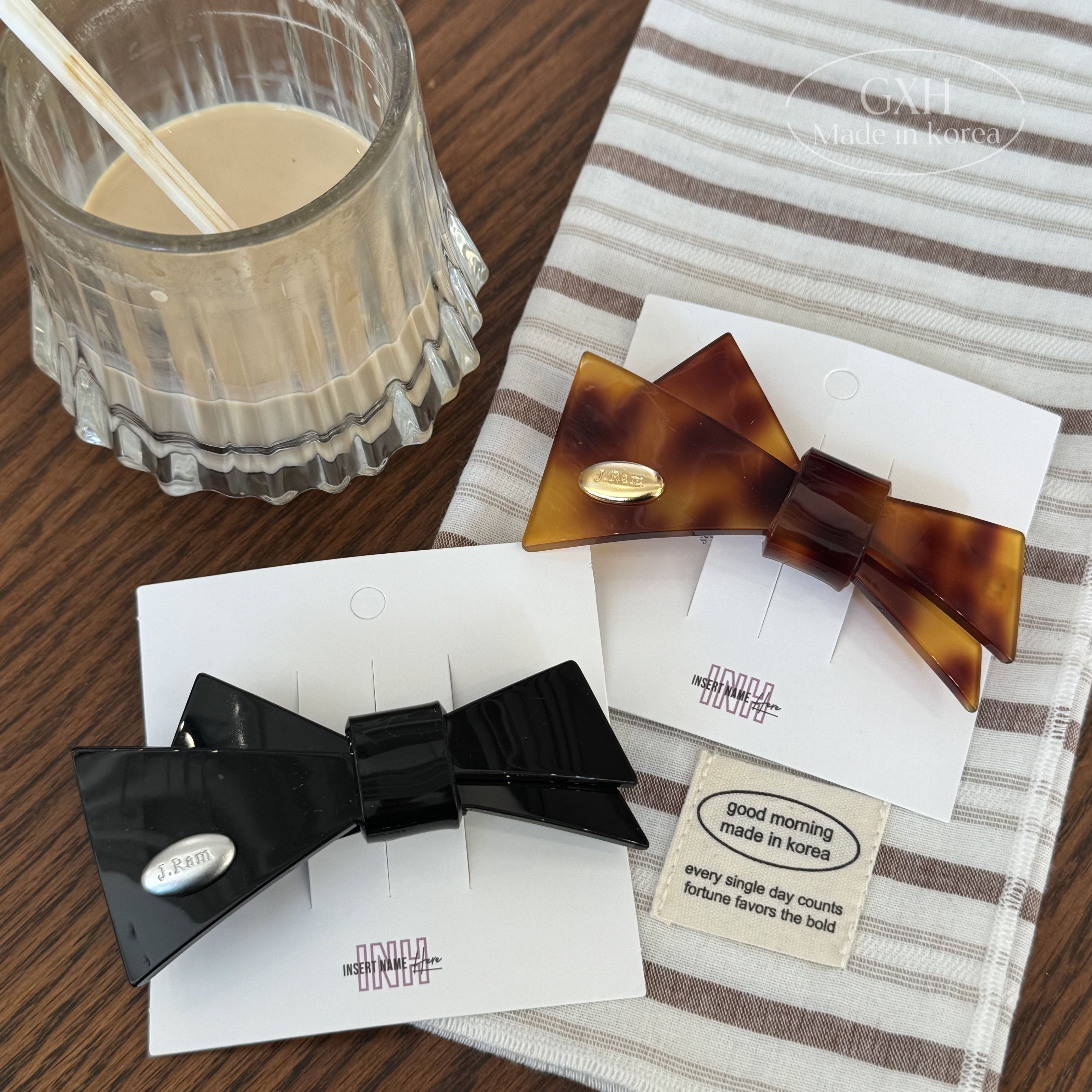 J.Ram复古进口蝴蝶结弹簧夹