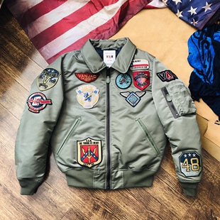 型棉夹克 徽章配皮军事风亚洲版 Double G双色VAN初心MA1飞行服