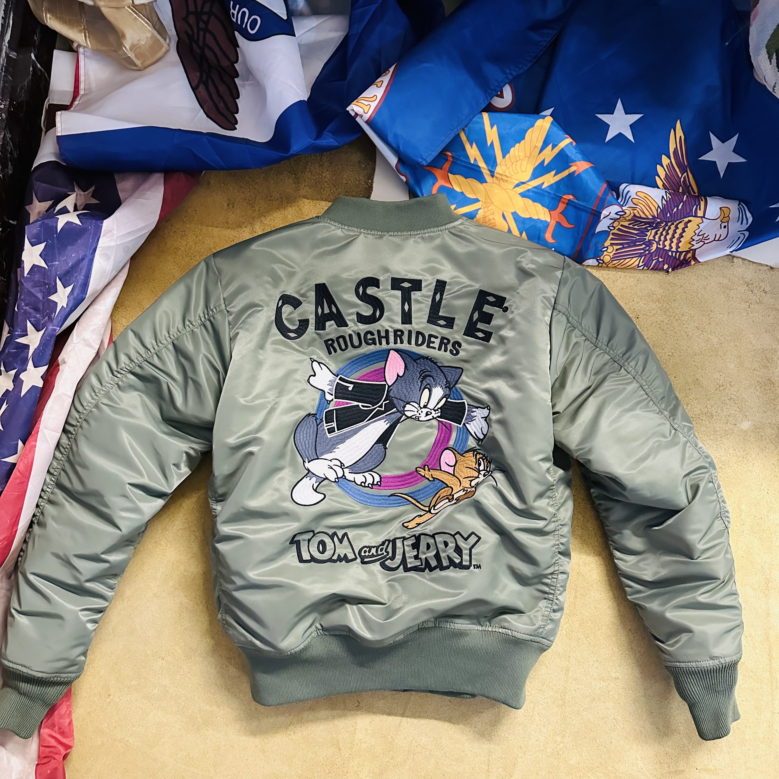 Chase猫追老鼠MA1飞行服秋冬棉服男女情侣刺绣机车摩托棉衣夹克