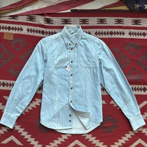 意大利产牛仔衬衫 成衣水洗落色复古款立体裁剪衬衣孤品工厂样衣