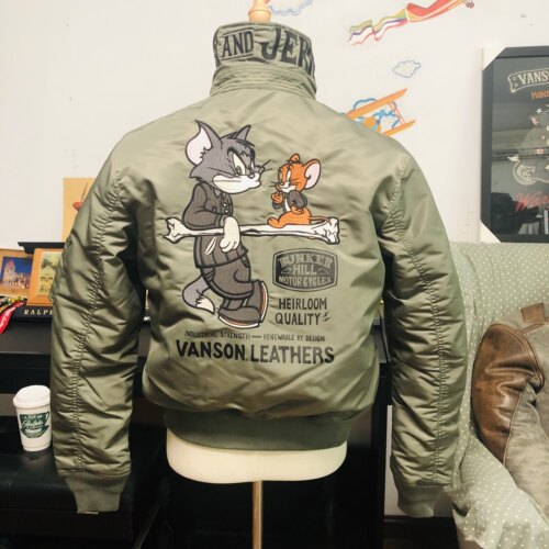 VANSON立领翻领猫和老鼠45P飞行服机车夹克G03军事风复古棉外套