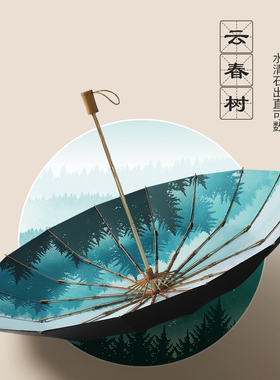 芒米16骨太阳遮阳伞复古风折叠防晒防紫外线OMBRELLO简约黑胶雨伞