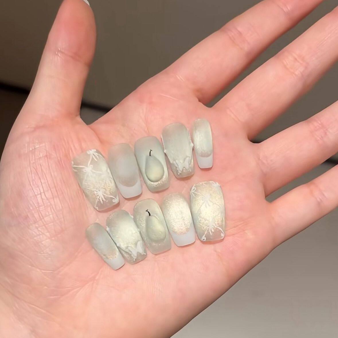 【梨子冻冻】爆款夏天梨子冻冻猫眼薄荷清爽清新手工穿戴甲可爱,彩妆/香水/美妆工具,穿戴甲/甲片,淘宝优惠券,粉丝福利购,淘宝优惠卷