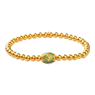 老庙黄金古法黄金鸿运升升神韵龙球珐琅手串婚嫁结婚礼