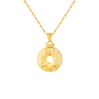 老庙黄金足金999平安扣吊坠古典