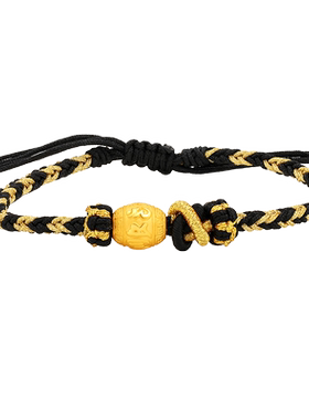 足金老庙六字箴言手镯