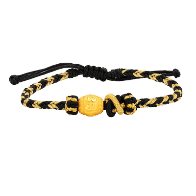 足金老庙六字箴言手镯