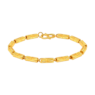 老庙黄金足金节节高升竹节批花手链官方正品礼物男女情侣女款