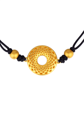 老庙平安扣情侣手链计价足金吊坠
