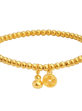 新品老庙古法圆珠弹力计价足金