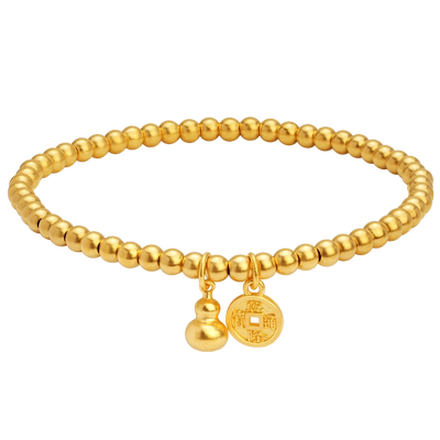 新品老庙古法圆珠弹力计价足金