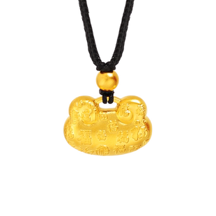 老庙黄金足金999古法如意金锭小胖福金坨锁包挂坠百福元宝纳福