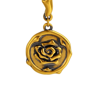 老庙黄金足金5D电黑玫瑰金牌挂坠黑金吊坠串珠时尚复古潮品送礼物