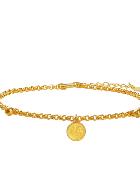 老庙黄金古法金手链手足链福字