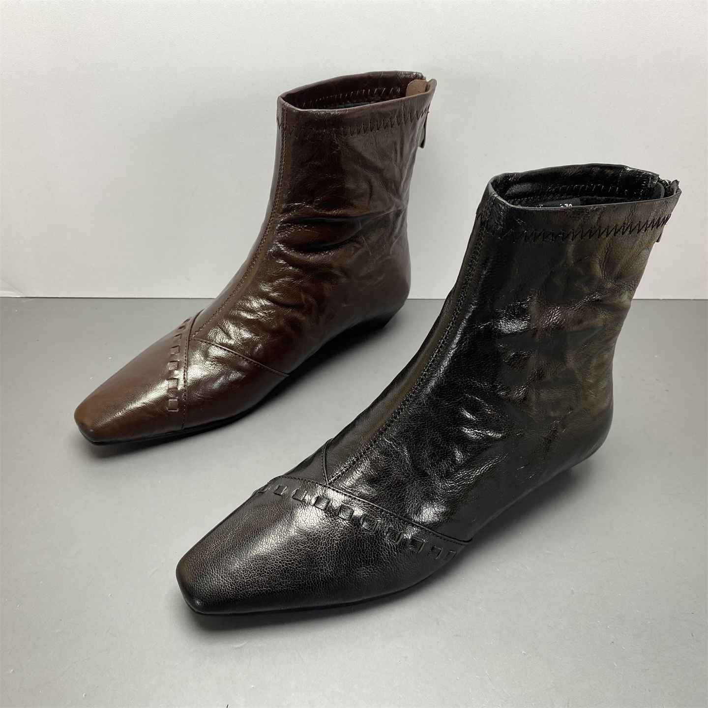 加厚保暖方头低跟烟筒靴