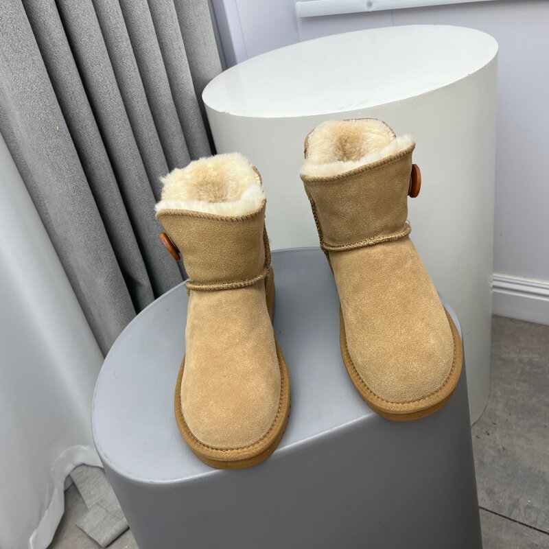 品牌断码真皮靴子女2025新款冬款磨砂皮短靴圆头平底加厚雪地靴女,女鞋,时尚雪地靴,淘宝优惠券,粉丝福利购,淘宝优惠卷