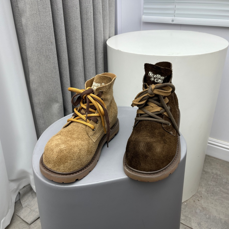 短靴圆头低跟舒适马丁靴女