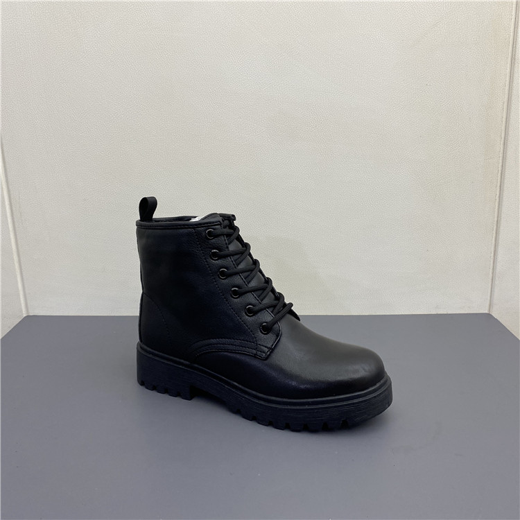 牛皮方跟加棉保暖英伦马丁靴