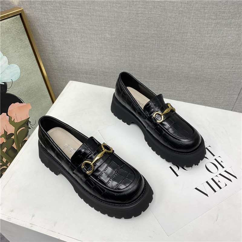 乐福鞋英伦风厚底增高皮鞋