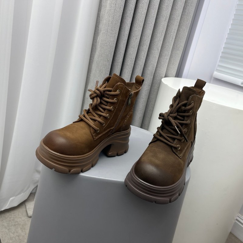 品牌断码真皮靴子女2025新款冬款牛皮英伦风圆头高跟保暖马丁靴女,女鞋,马丁靴,淘宝优惠券,粉丝福利购,淘宝优惠卷