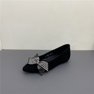 断码撤柜真皮鞋子女2022年新款春款蝴蝶结尖头内增高羊绒时尚单鞋