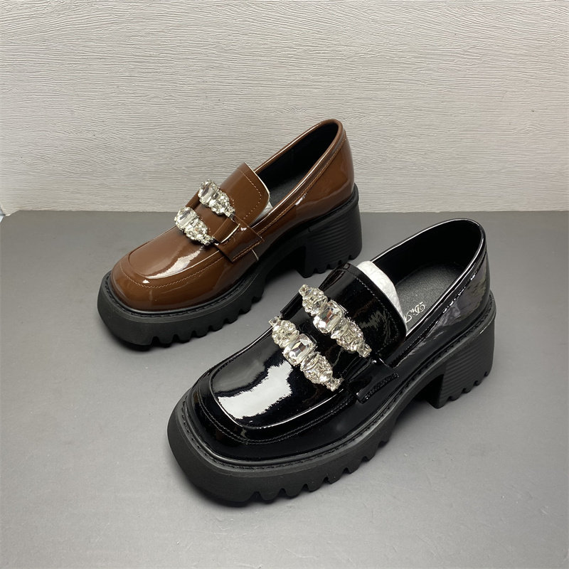 品牌撤柜真皮女鞋2025新款春季牛皮英伦风高跟厚底方头乐福鞋单鞋,女鞋,乐福鞋（豆豆鞋）,淘宝优惠券,粉丝福利购,淘宝优惠卷