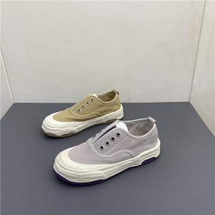 撤柜鞋 板鞋 子女新款 春圆头平底软底轻便休闲帆布鞋 女 2023爆款 断码