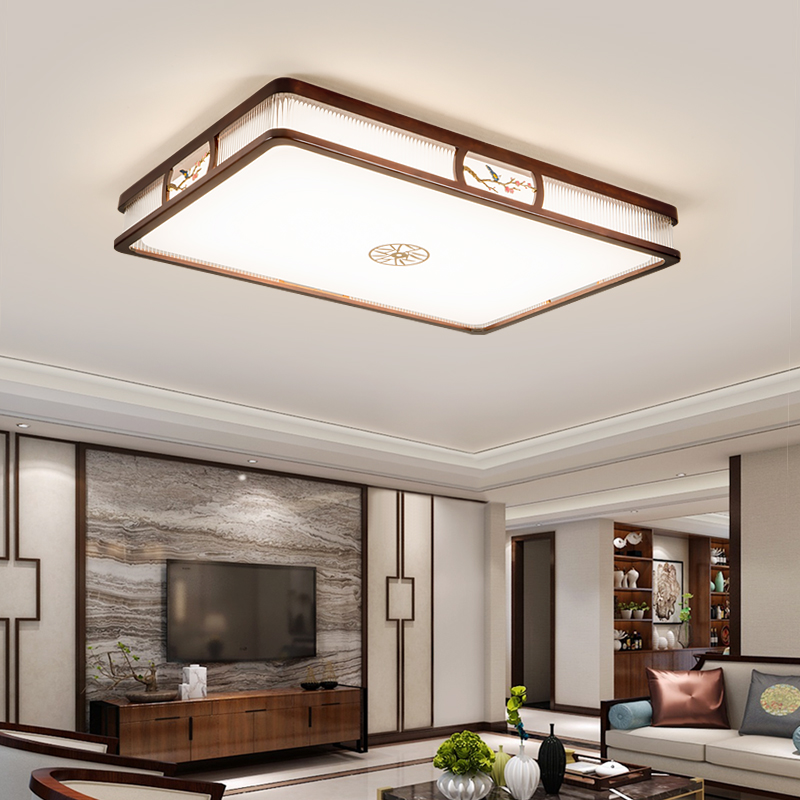 新中式实木吸顶灯长方形客厅灯