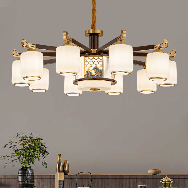 新中式实木客厅吊灯卧室餐厅灯具
